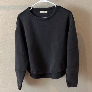 Free People Charcoal Textured long sleeve top